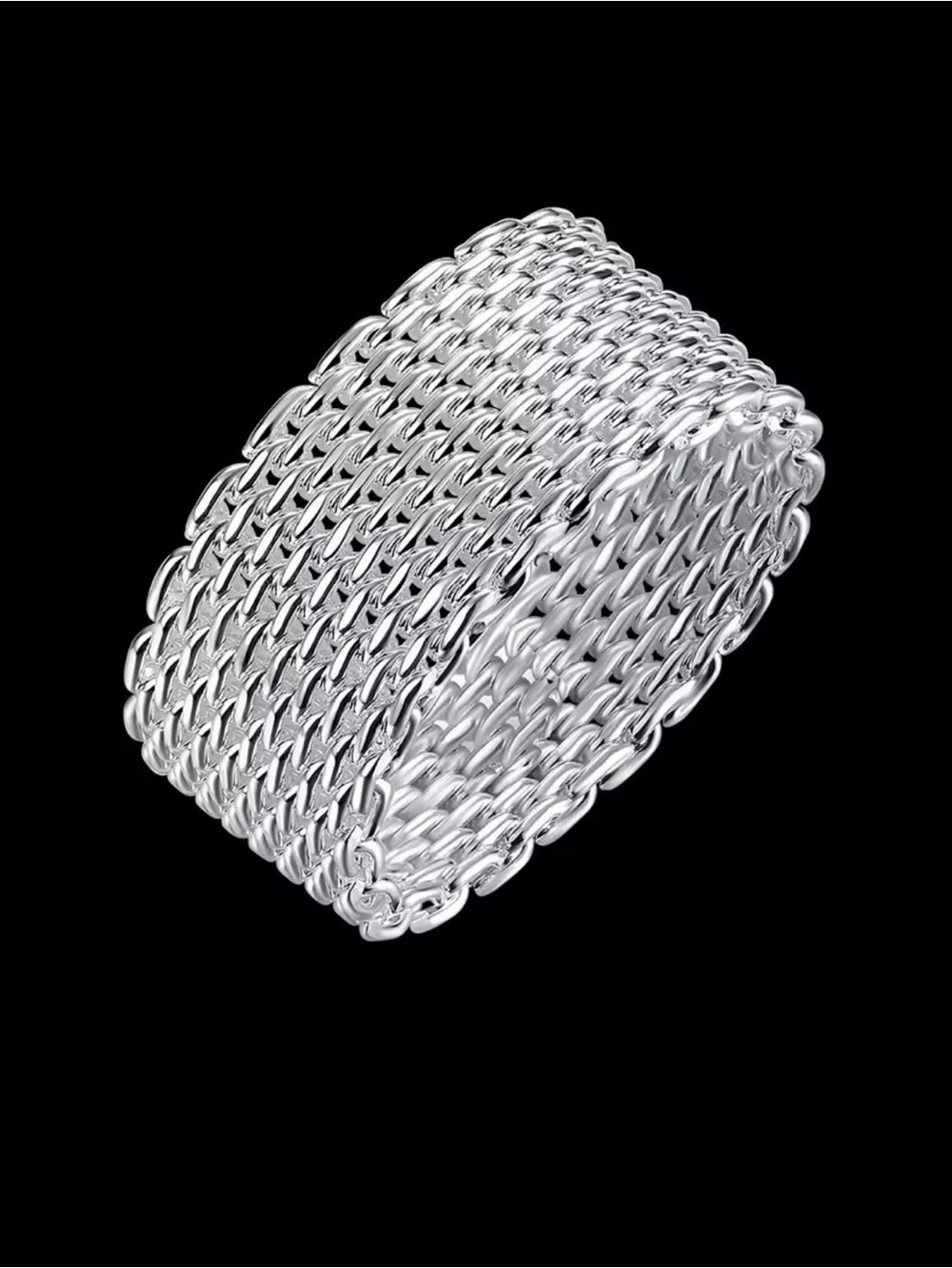 Silver Mesh Link Ring - Picture 2 of 6